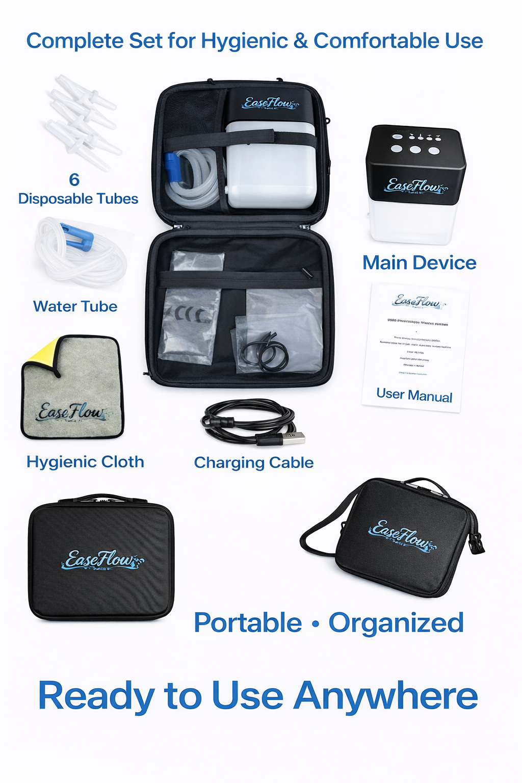 Dispositivo de apoyo intestinal EaseFlow™ de agua tibia (Kit de enema suave para un alivio cómodo)